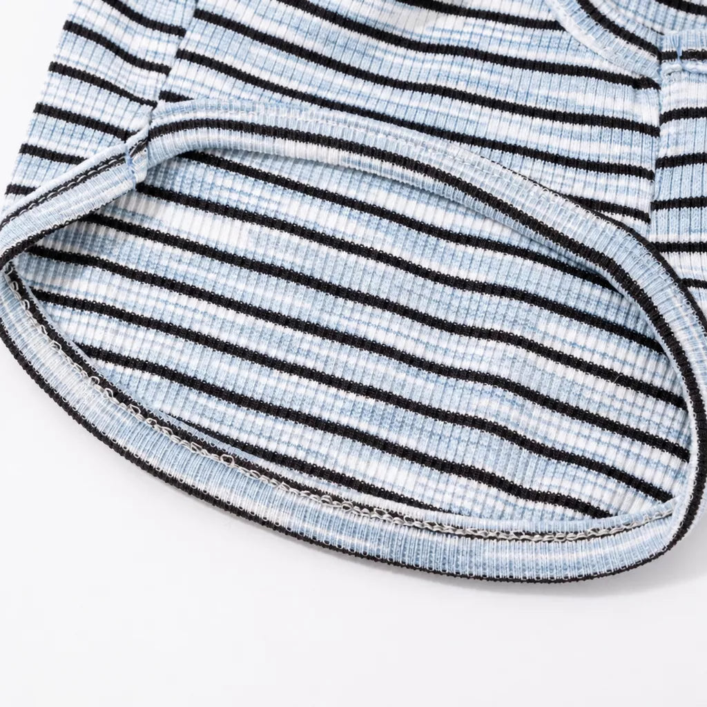 Striped Polo-Style Harness Vest for Small Dogs