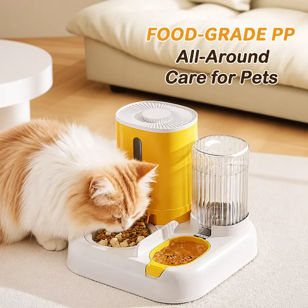 Automatic Pet Feeder with Dual Food and Water Bowls