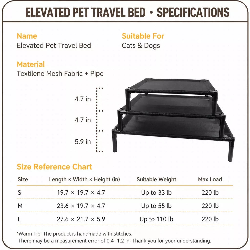 Elevated Dog & Cat Bed with Removable, Washable Pad