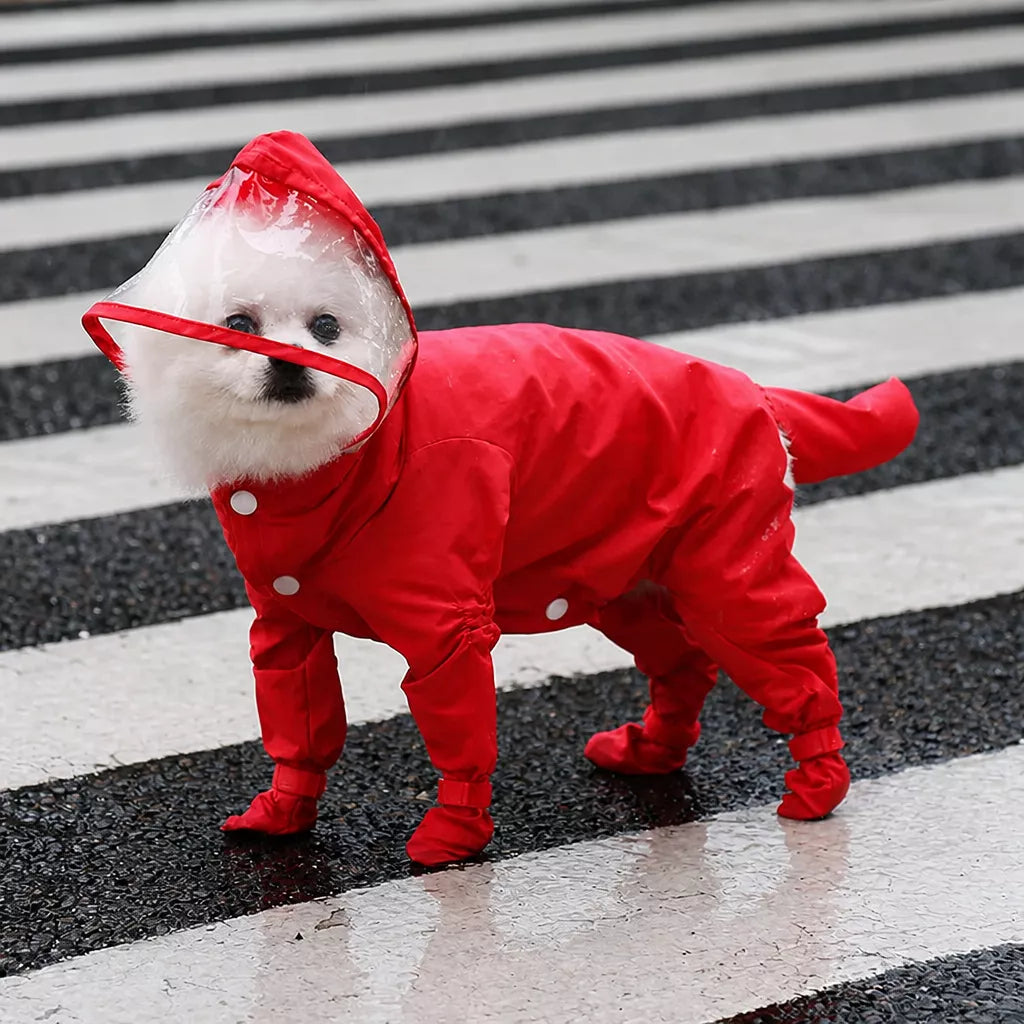 Waterproof Full-Coverage Raincoat with Leg Coverage for Small Dogs