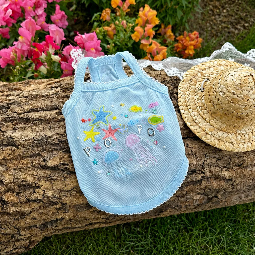 Ocean-Inspired Warm-Weather Tank Top for Cats and Dogs