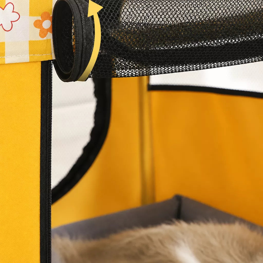 Foldable Two-Compartment Cat House for Mother Cats and Kittens