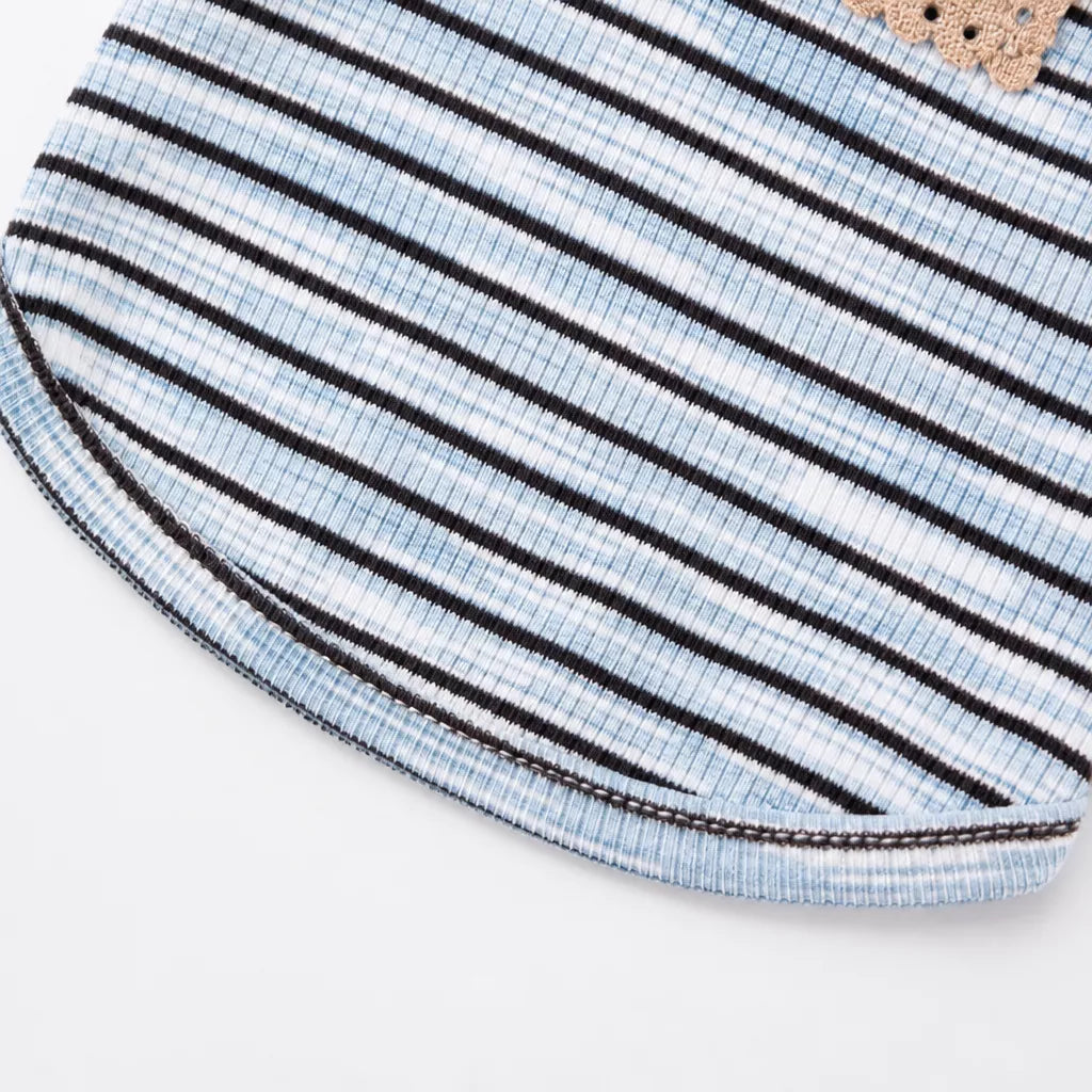 Striped Polo-Style Harness Vest for Small Dogs