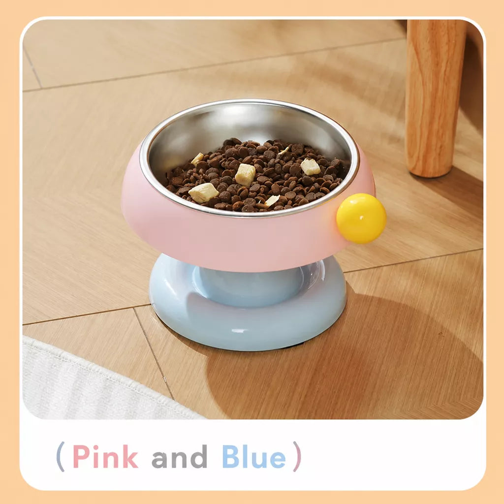 Pet Food & Water Bowl with Low-Profile Non-Slip Base