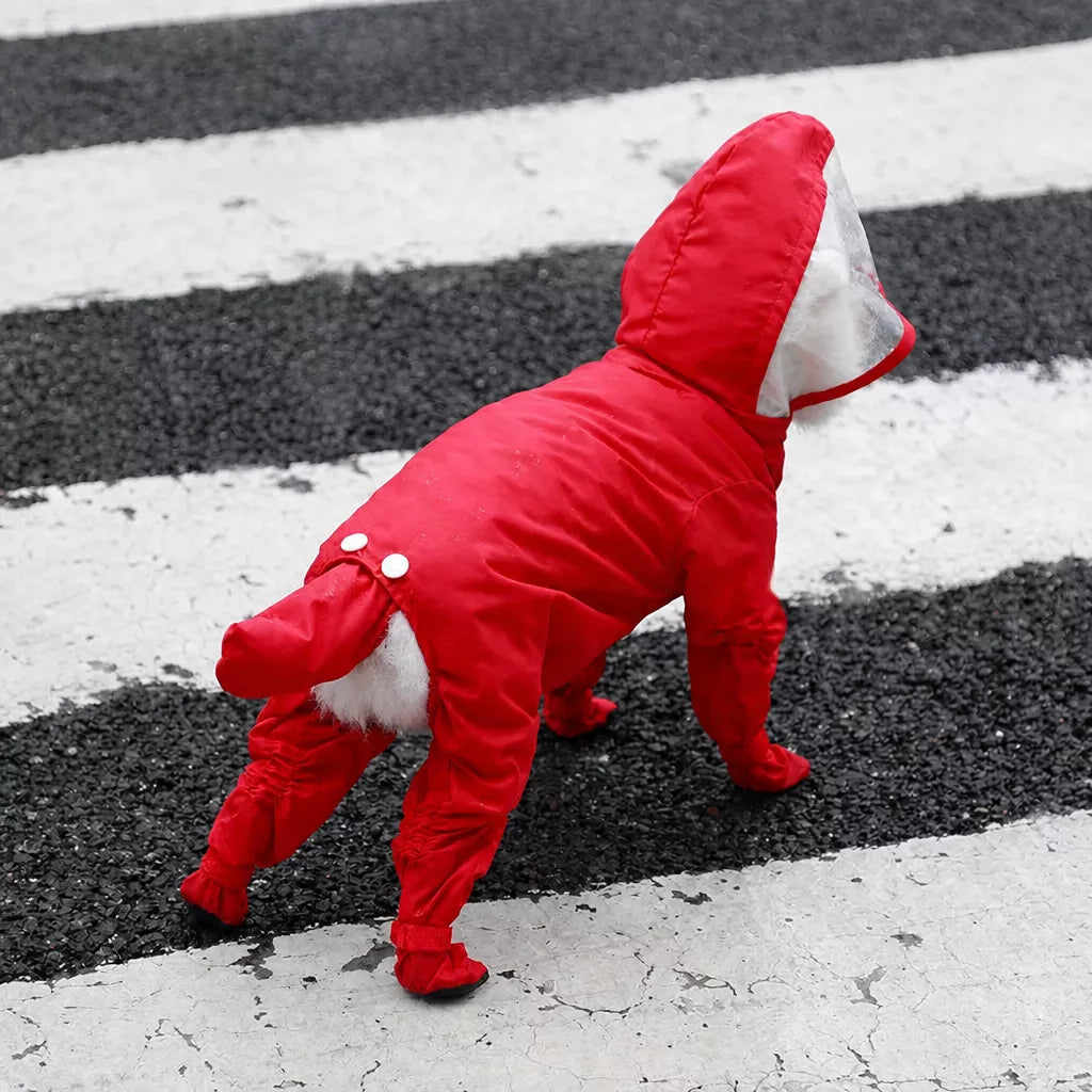 Waterproof Full-Coverage Raincoat with Leg Coverage for Small Dogs