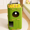 Solid Wood 4-Tier Cat Tree with Enclosed Hideaway