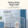 Indoor Iron Dog Crate with Tray and Locking Casters