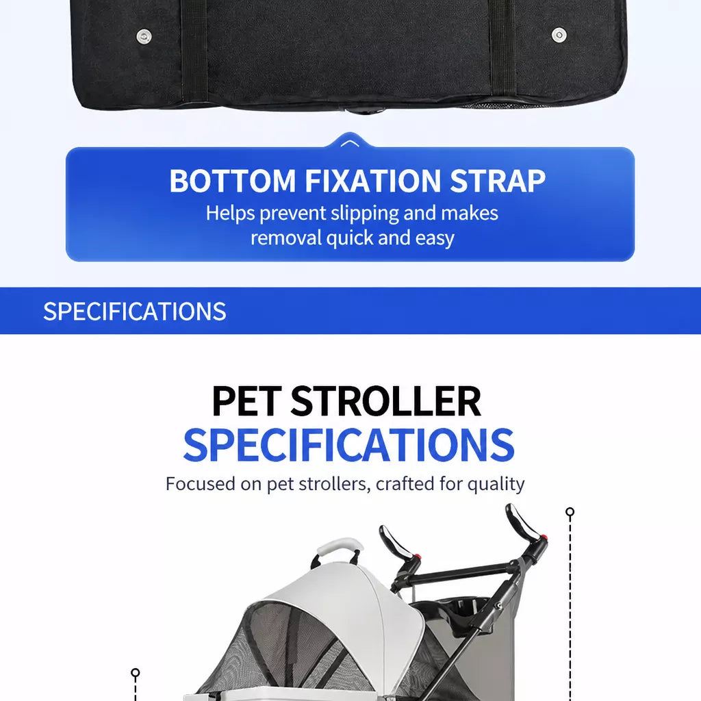 Foldable Pet Stroller with Removable Carrier and Tray