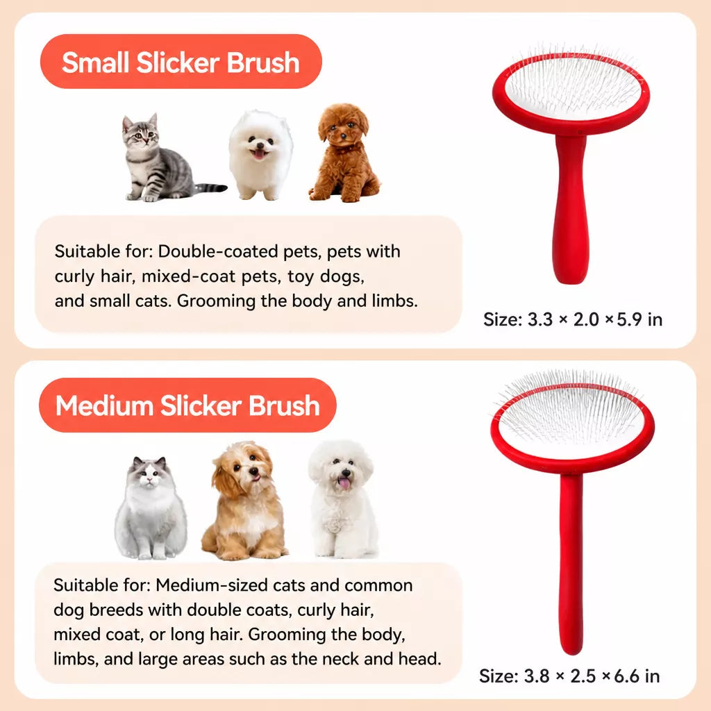 Cushioned Soft-Pin Slicker Brush for Dogs and Cats