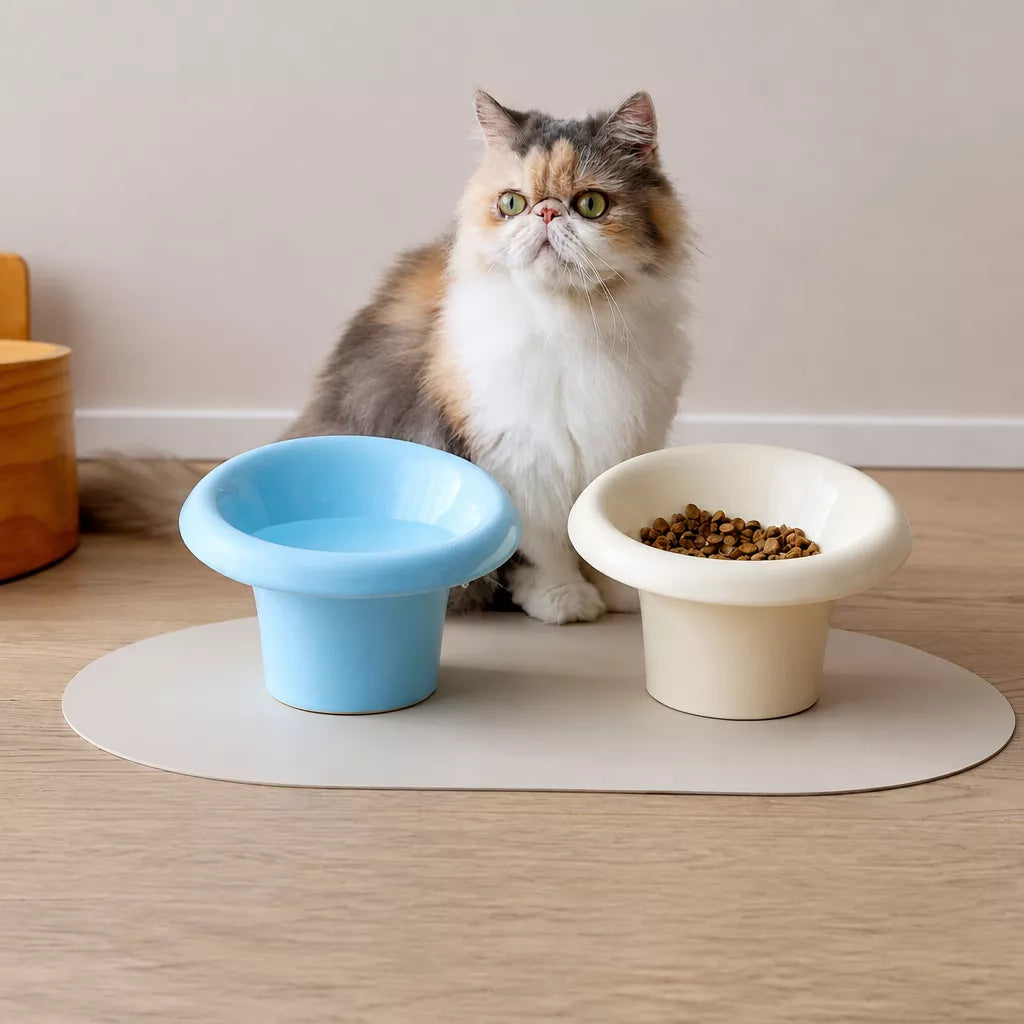 Wide-Opening Ceramic Pet Bowl for Cats and Dogs