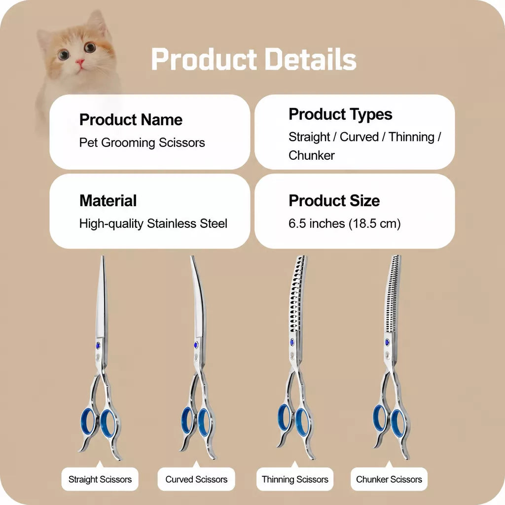 Pet Grooming Shears Set with Storage Case
