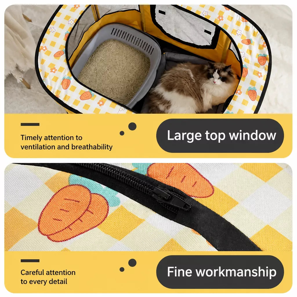 Foldable Two-Compartment Cat House for Mother Cats and Kittens