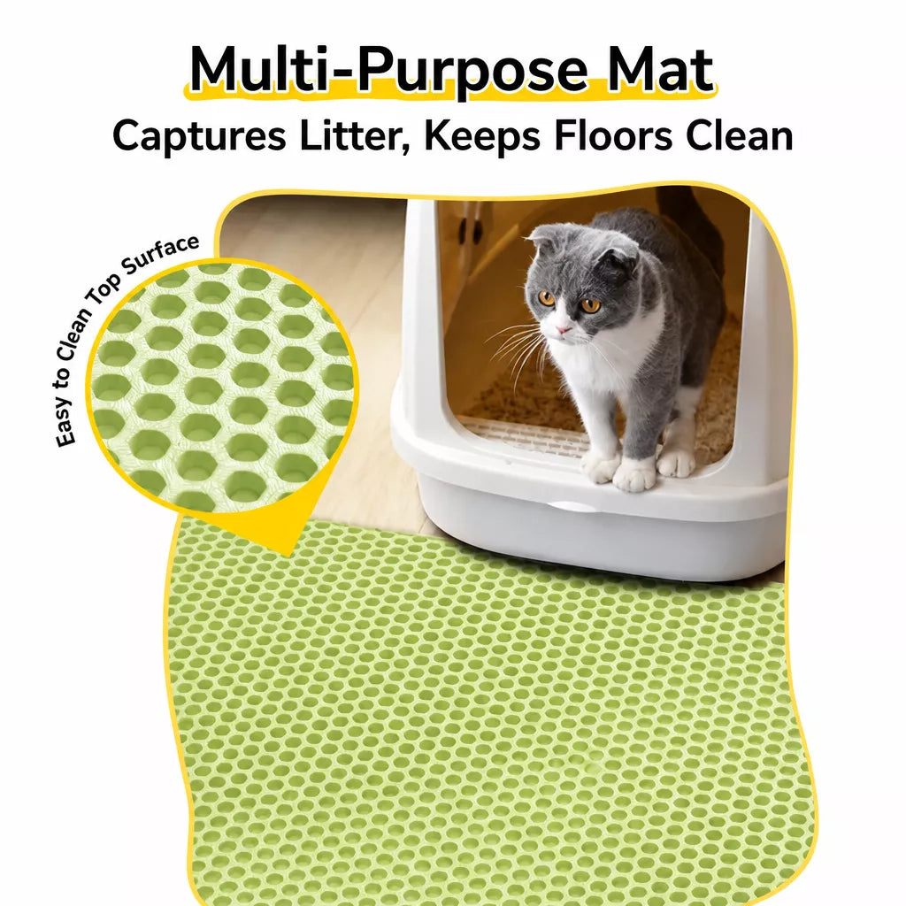 Double-Layer Cat Litter Mat with Cut-to-Fit Design