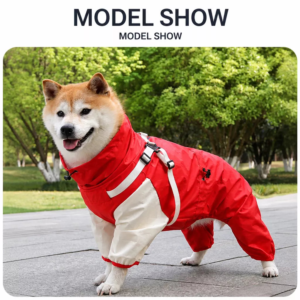 Hooded Four-Leg Dog Raincoat for Small to Medium Dogs