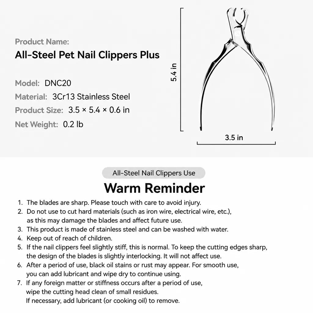 Stainless Steel Nail Clippers for Cats and Medium to Large Dogs