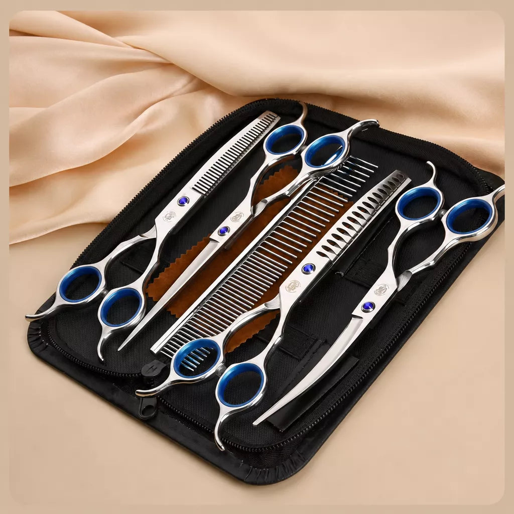 Pet Grooming Shears Set with Storage Case