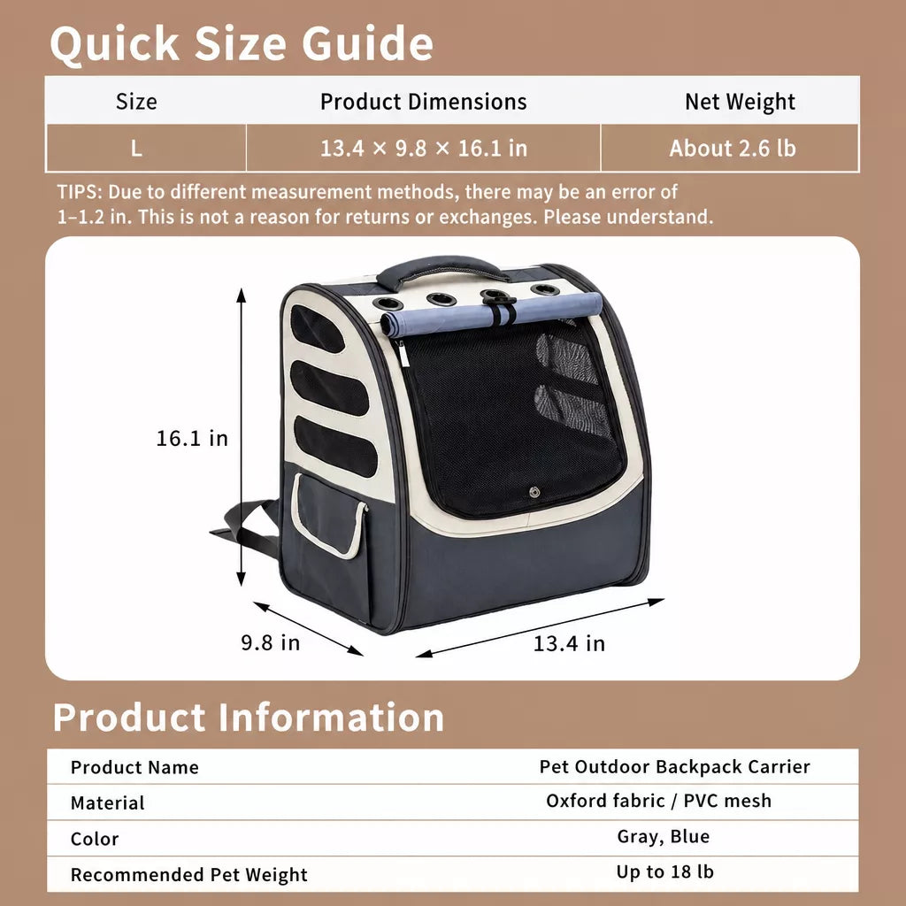 Large Pet Carrier Backpack for Cats and Dogs