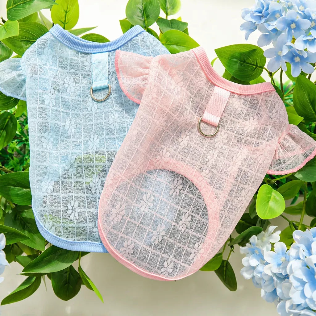 Lightweight Silk Pet Shirt with Lace Sleeves