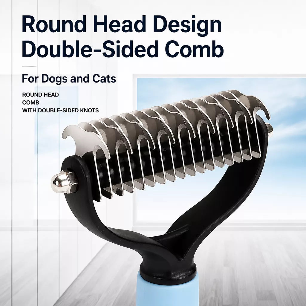 Double-Sided Dematting & Deshedding Brush for Dogs and Cats