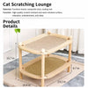 Two-Tier Solid Wood Cat Bed with Scratching and Rattan Mats