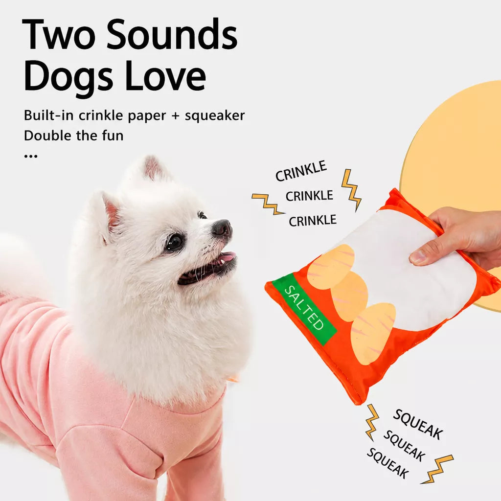 Potato Chip Plush Squeaky Toy for Dogs & Cats