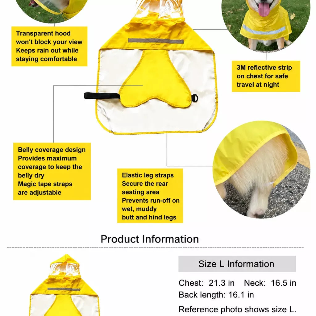 Dog Raincoat Cape for Small to Medium Dogs