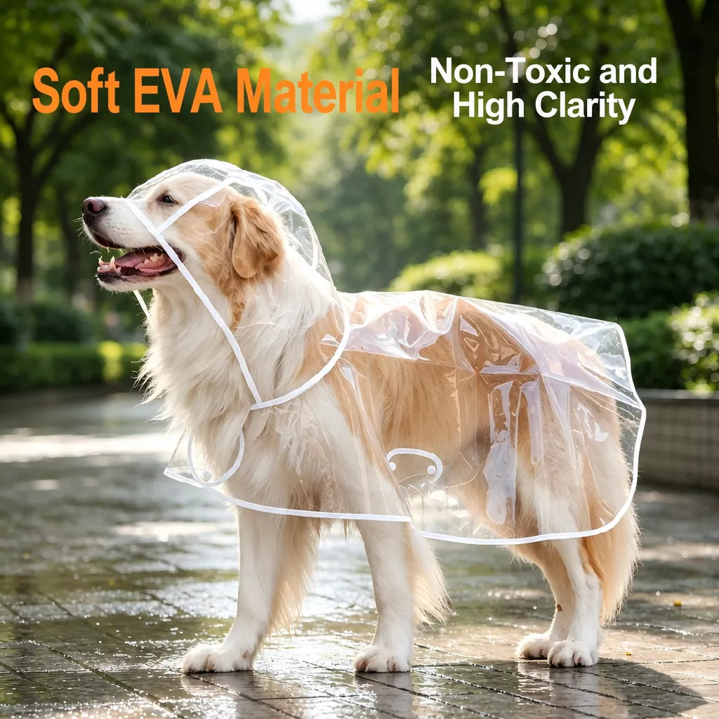 Transparent Hooded Raincoat for Dogs