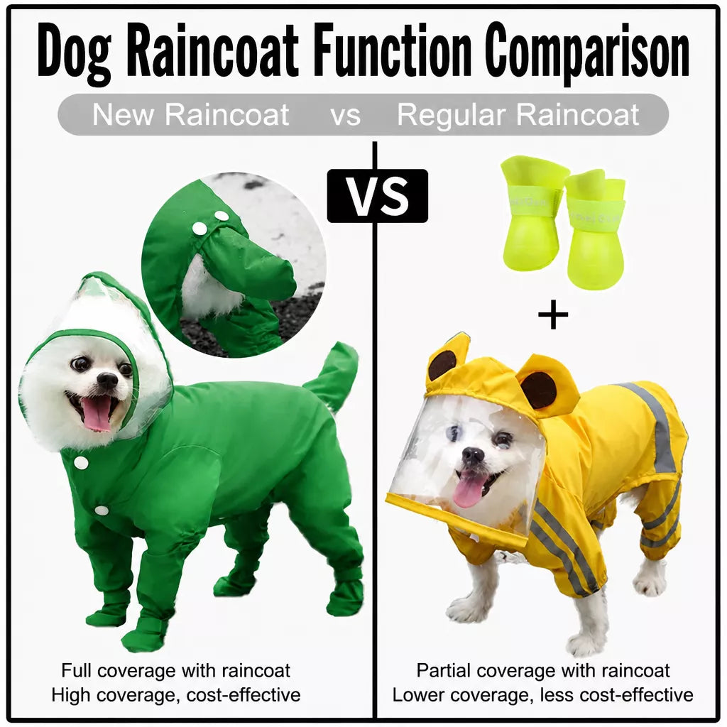 Waterproof Full-Coverage Raincoat with Leg Coverage for Small Dogs