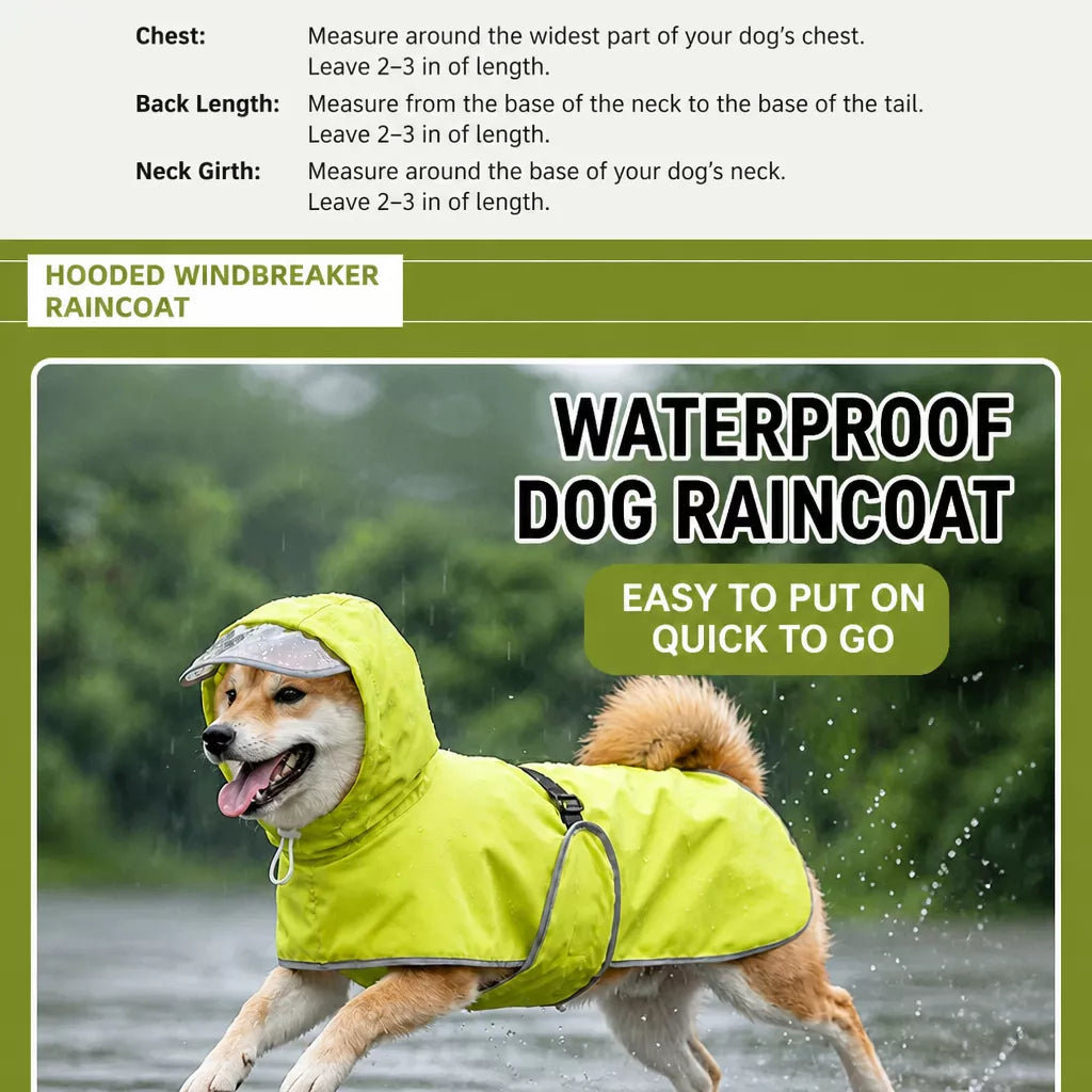 Waterproof Dog Raincoat with Belly Coverage