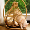 Hanging Rattan Pet Basket Bed for Pets Up to 22 lb