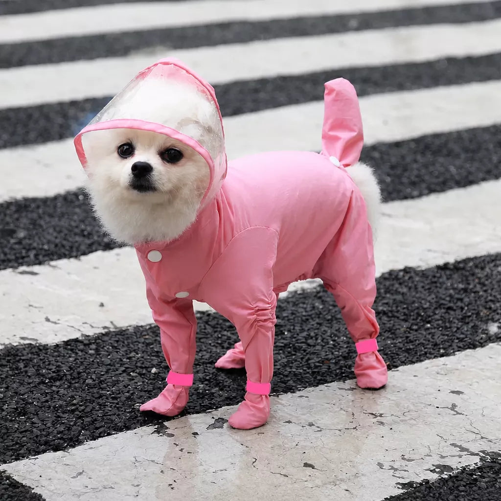 Waterproof Full-Coverage Raincoat with Leg Coverage for Small Dogs