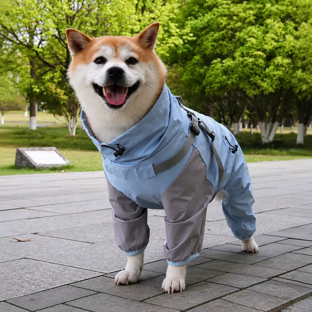 Hooded Four-Leg Dog Raincoat for Small to Medium Dogs