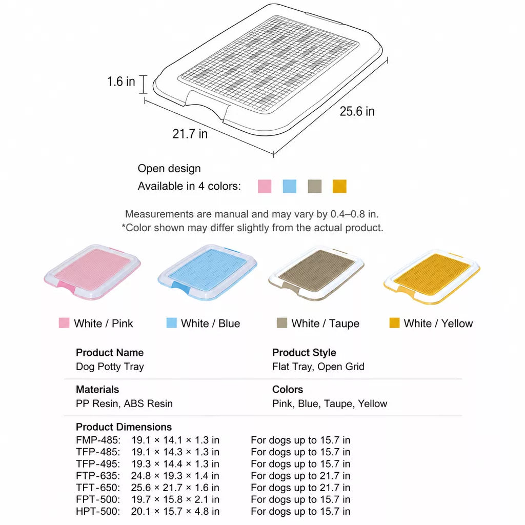 Flat Plastic Dog Potty Tray with Mesh Grate