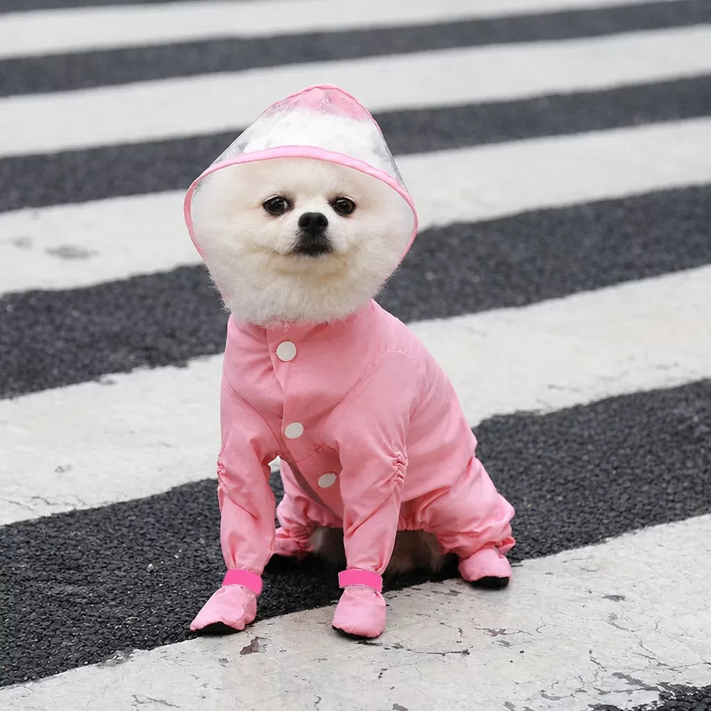 Waterproof Full-Coverage Raincoat with Leg Coverage for Small Dogs