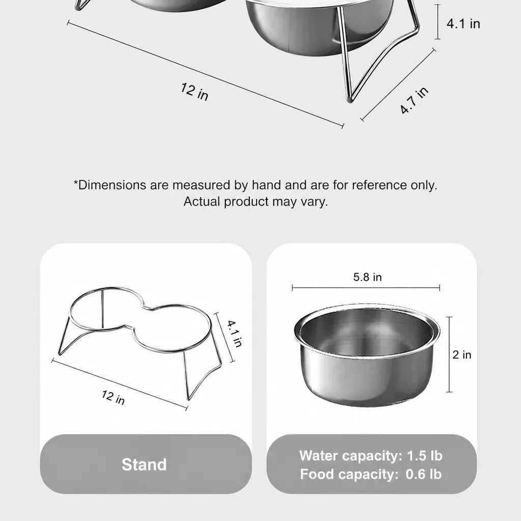 Stainless Steel Double Pet Bowls with Elevated Stand