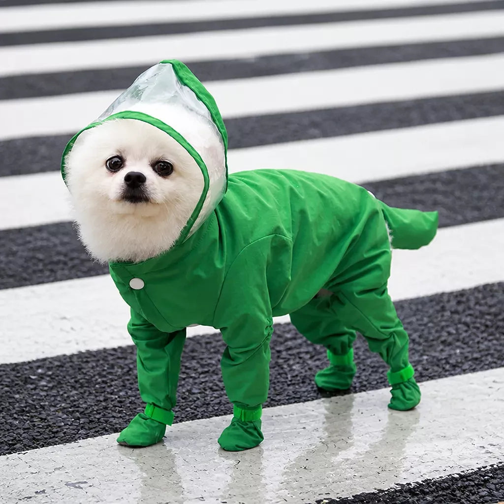 Waterproof Full-Coverage Raincoat with Leg Coverage for Small Dogs