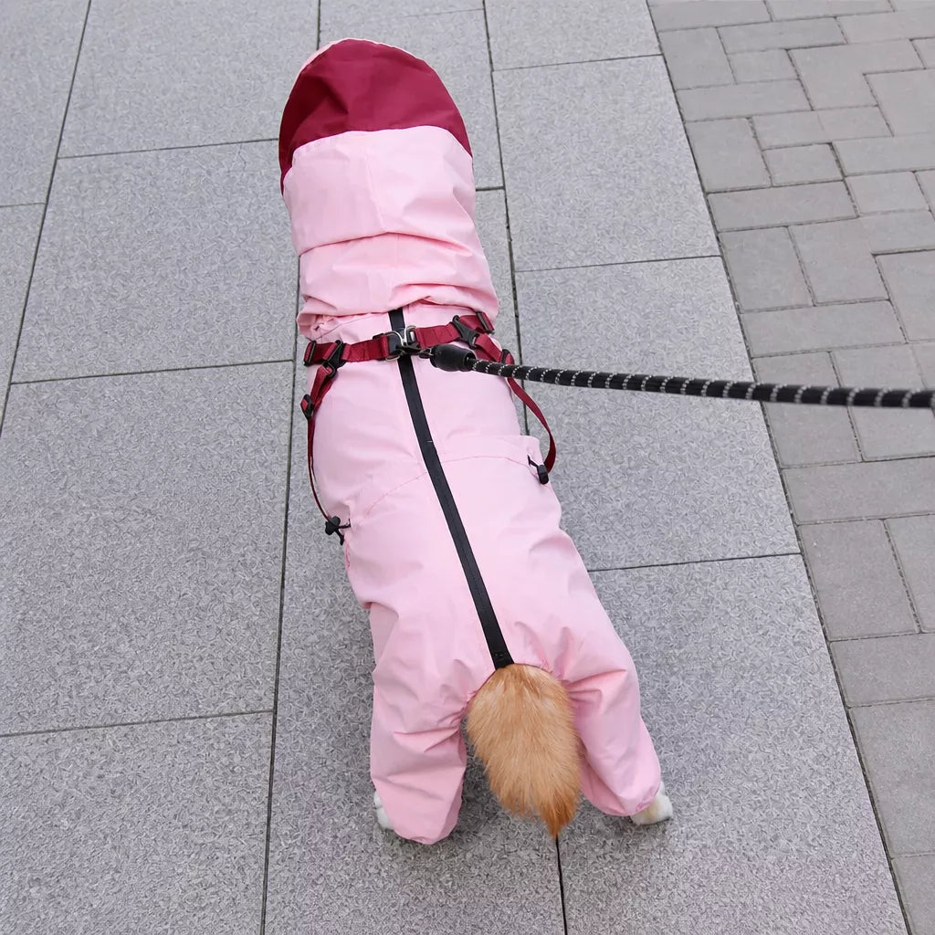 Hooded Four-Leg Dog Raincoat for Small to Medium Dogs