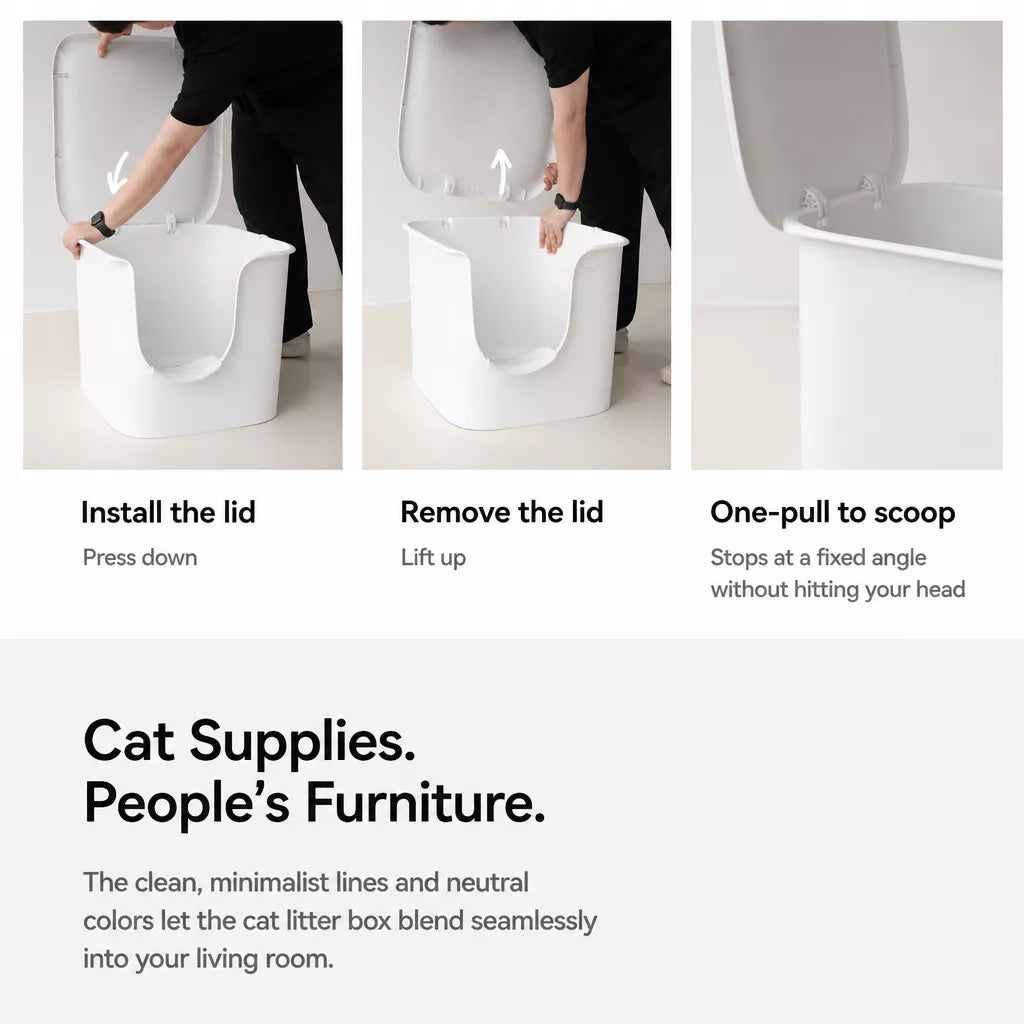 Large Semi-Enclosed Cat Litter Box