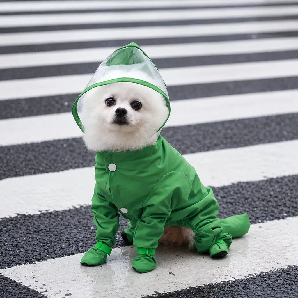 Waterproof Full-Coverage Raincoat with Leg Coverage for Small Dogs