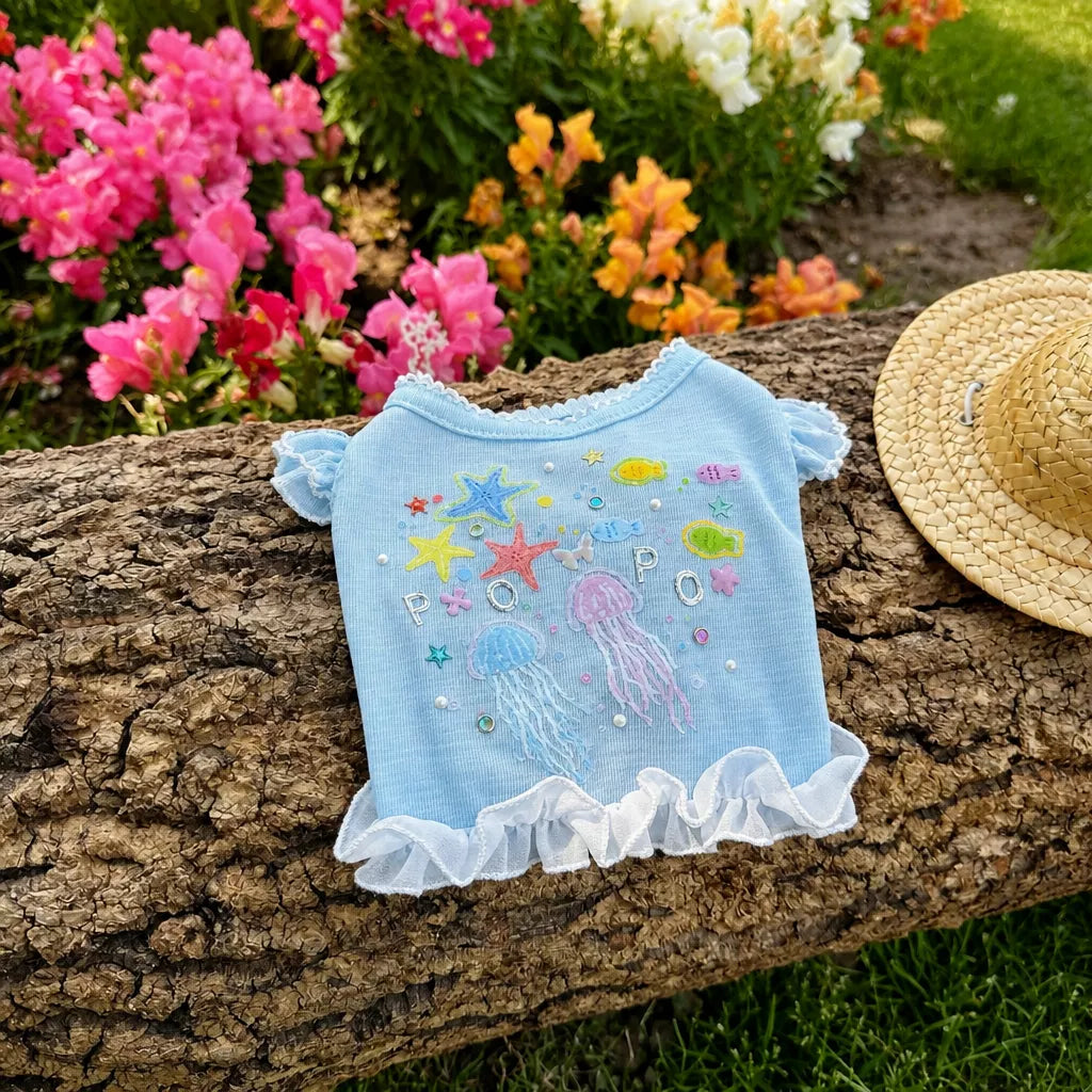 Ocean-Inspired Warm-Weather Tank Top for Cats and Dogs