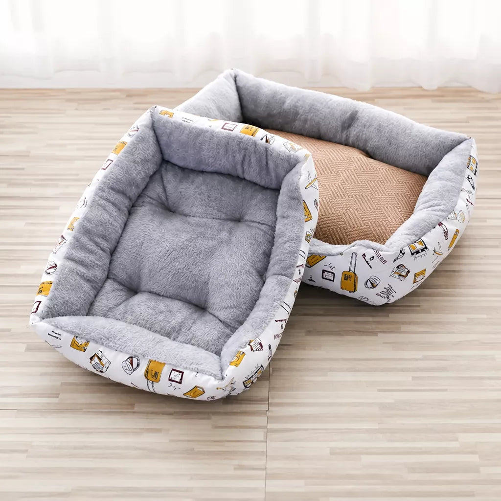 Rectangular Padded Pet Bed for Dogs and Cats