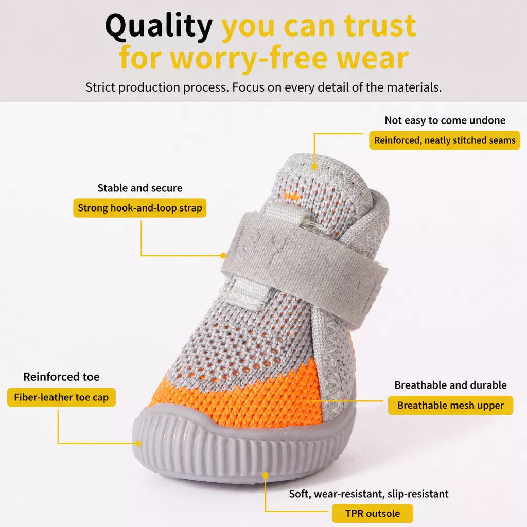 Nylon Knit Dog Shoes with Hook-and-Loop Closures