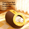 Enclosed Plush Pet Bed for Cats and Small Dogs