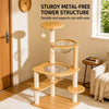 Solid Wood Cat Tree with Scratching Post, Cat House & Platforms