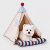 Semi-Enclosed All-Season Cotton-Linen Pet Bed for Cats and Small Dogs