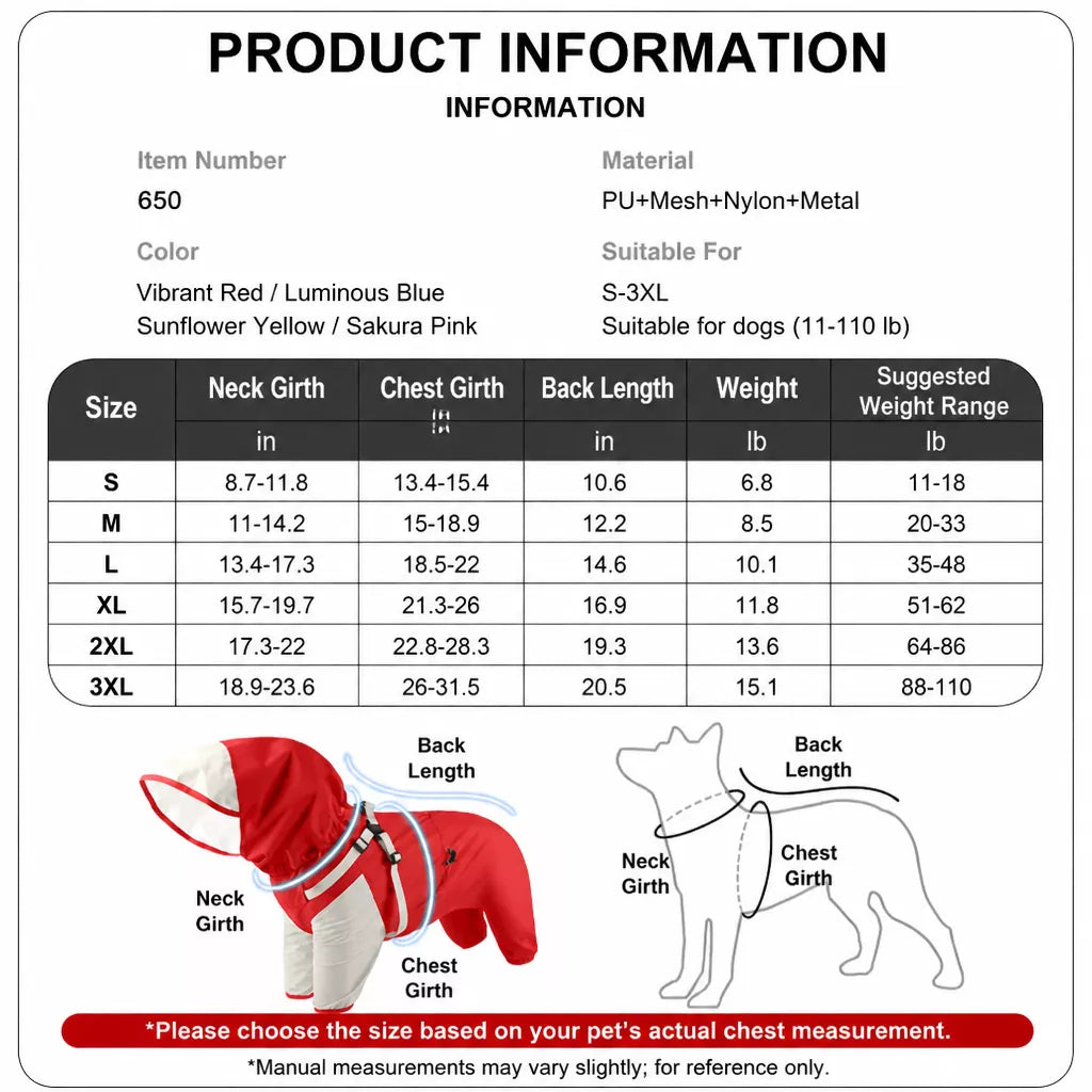 Four-Legged Waterproof Dog Raincoat