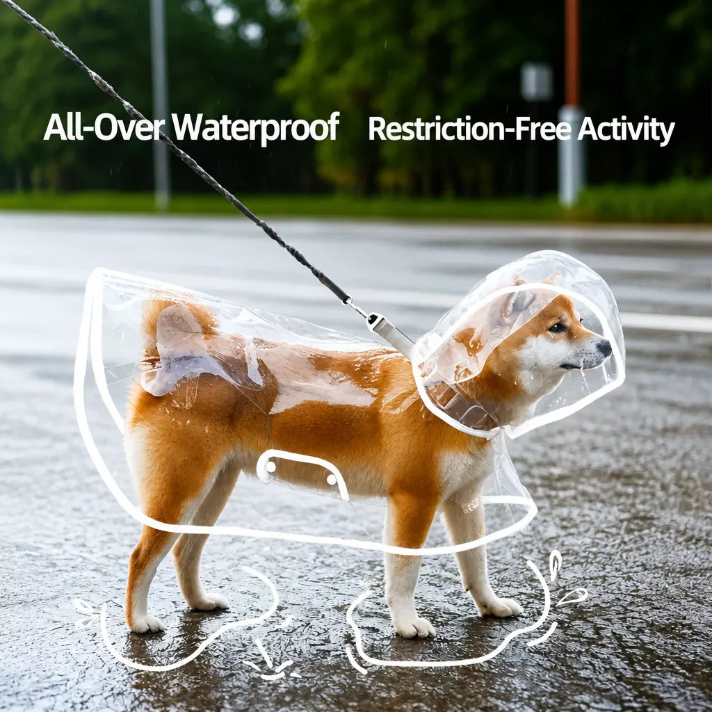 Transparent Hooded Raincoat for Dogs