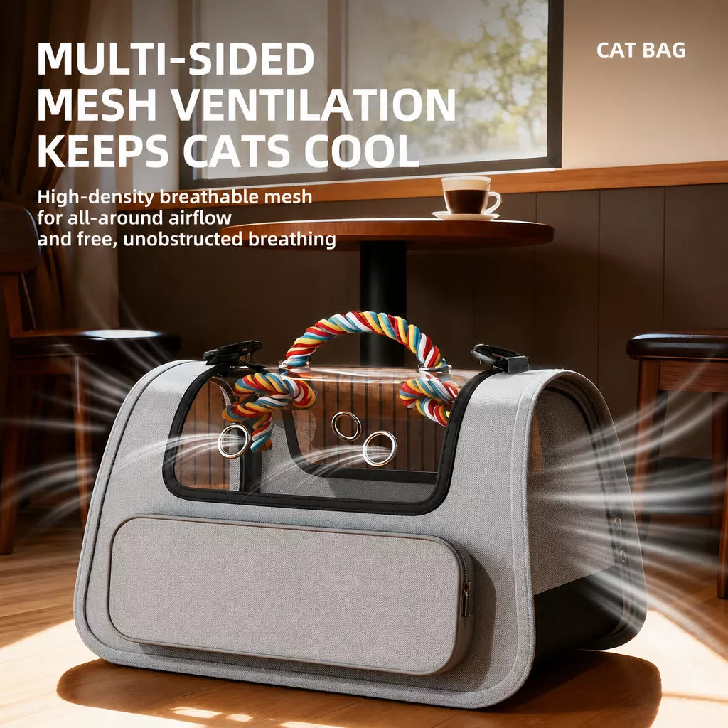 Breathable Pet Carrier Backpack with Handheld Carry Option