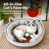 Faux Cotton-Linen Cat Bed with Built-In Scratcher