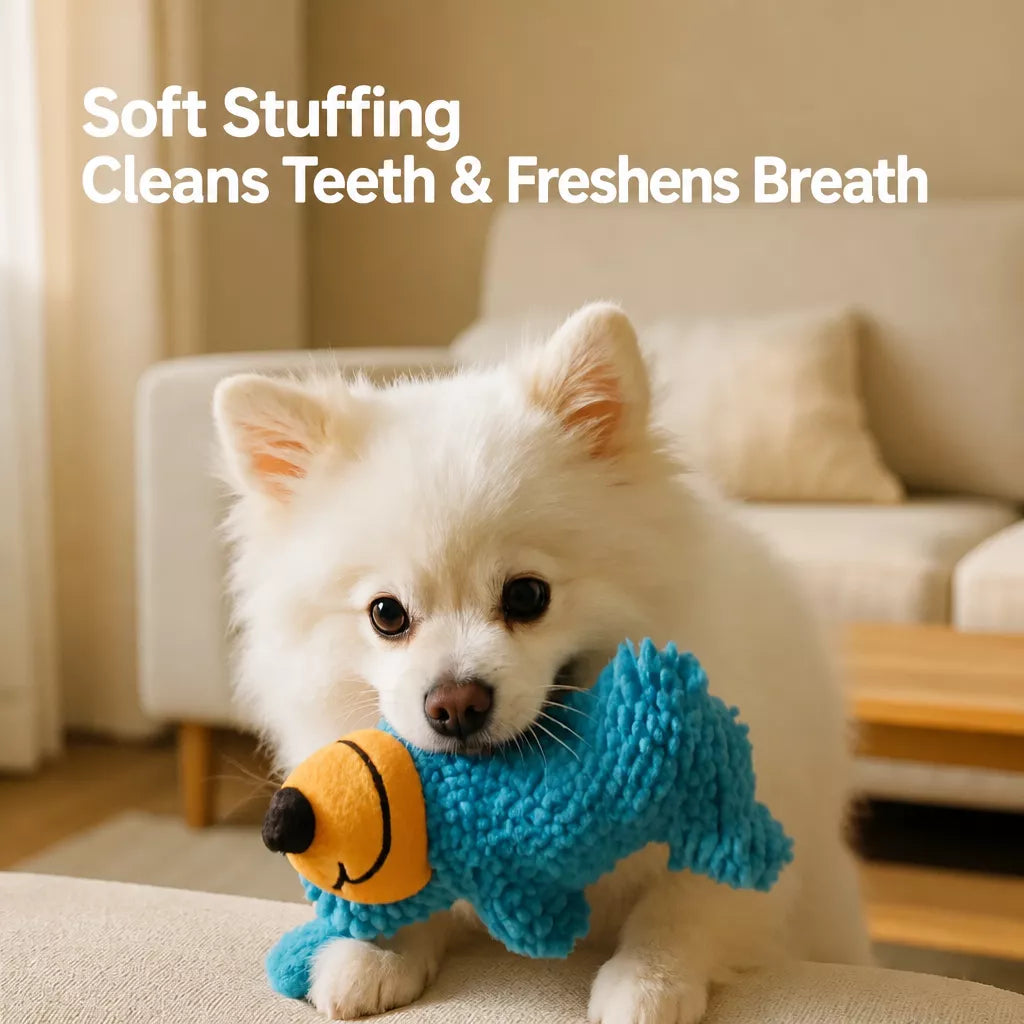 Squeaky Fleece Mop Dog Toy